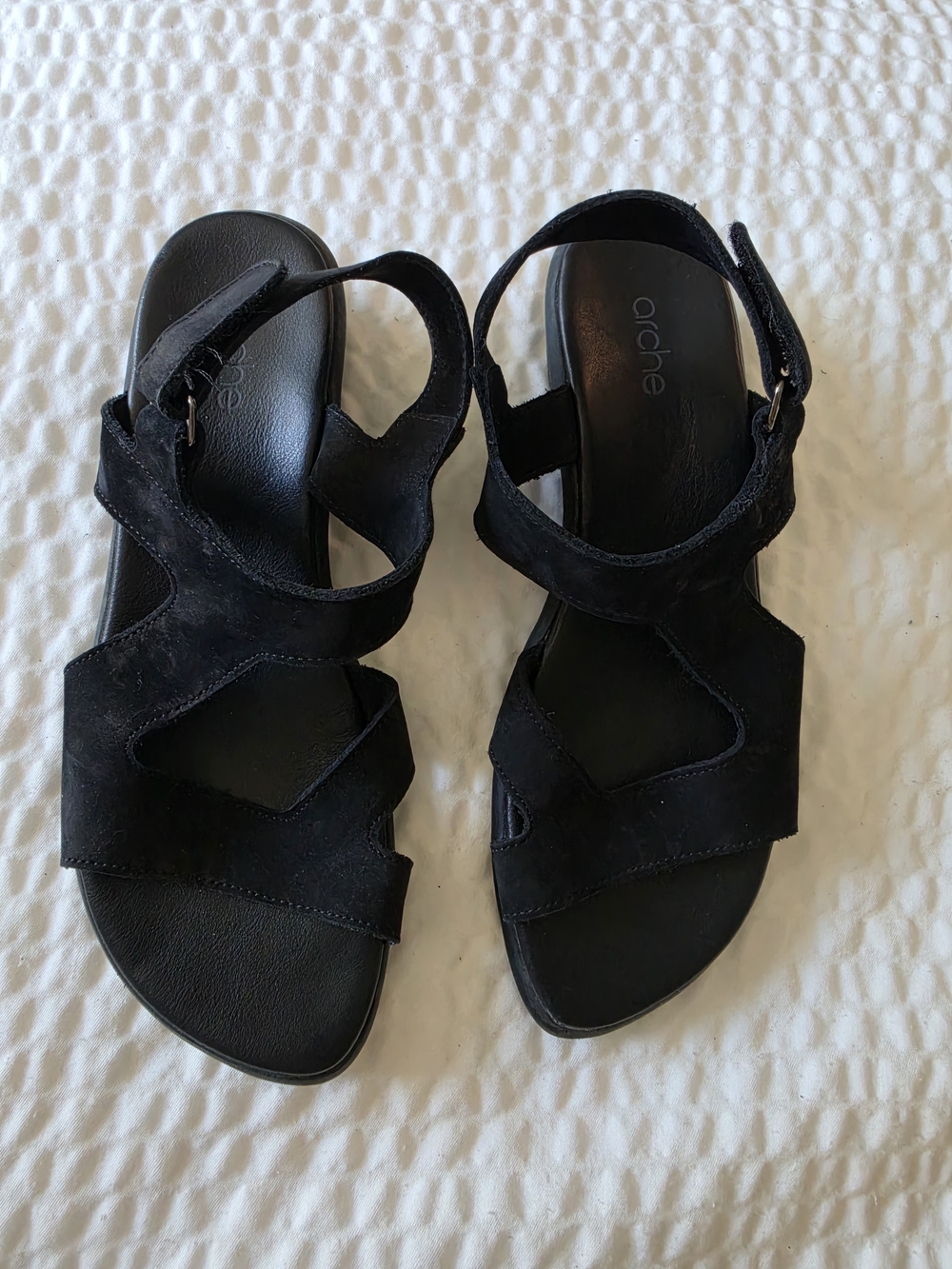 Arche Black Suede Strappy Sandals